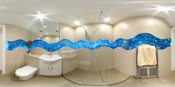 Backlit Glass Bathroom Tiling Panorama
