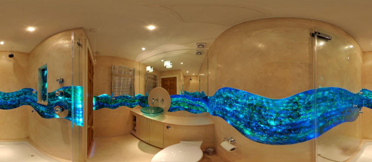Backlit Glass Bathroom Panorama