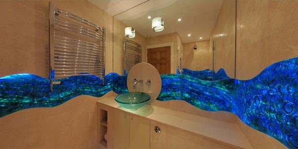 Backlit Glass Bathroom Blue Phase