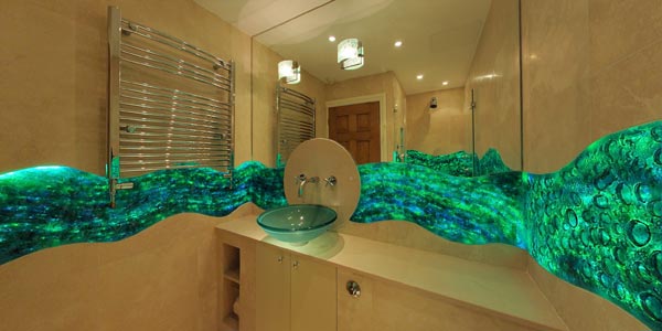 Backlit Glass Bathroom Green Phase